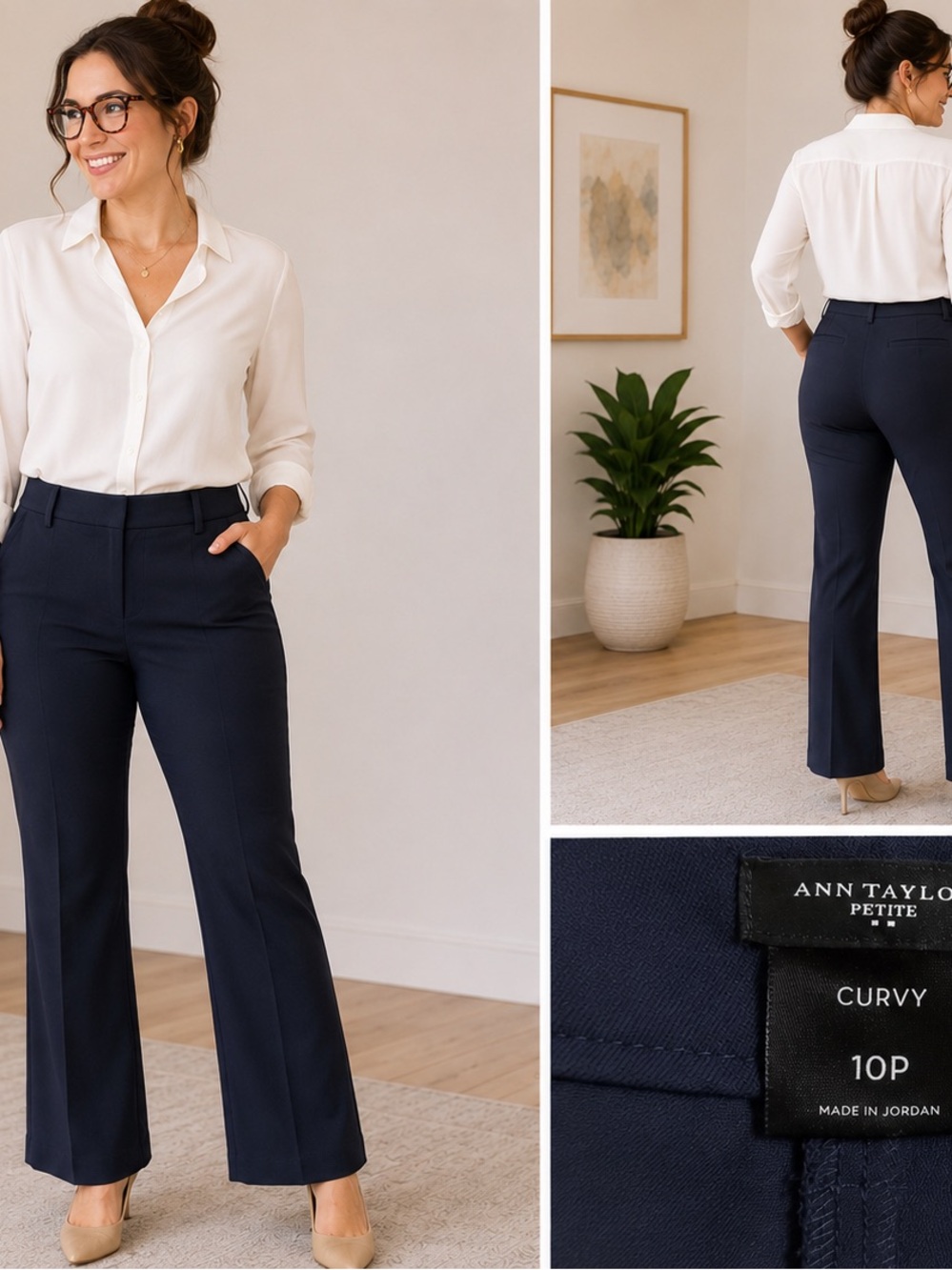 Ann Taylor Navy Boot-Cut Curvy Dress Pants